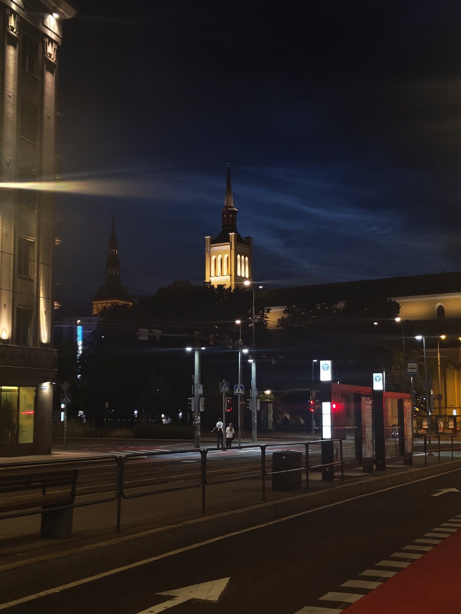 Old town square at night