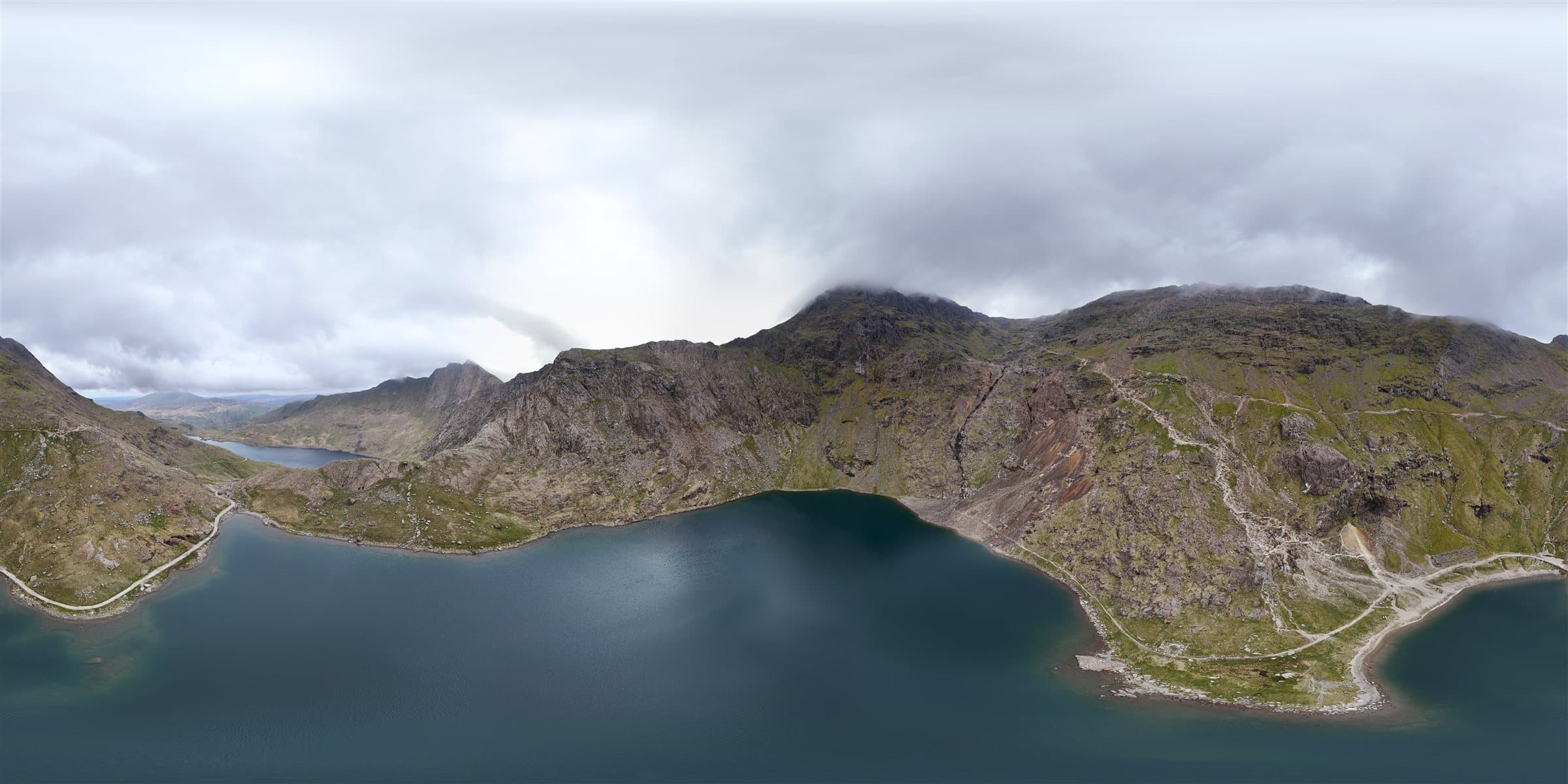 Snowdonia mountain lake panorama